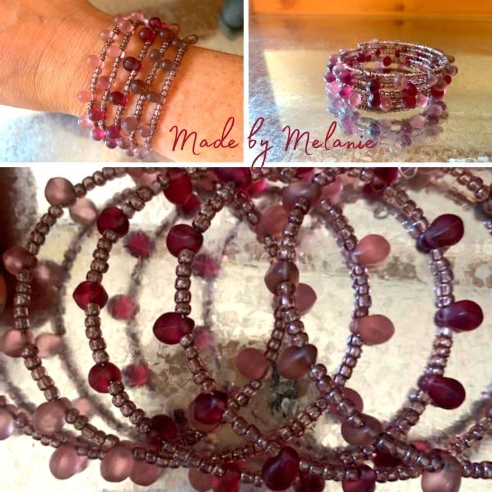 Made By Melanie Memory Bracelet Amethyst Tones Handcrafted by Melanie